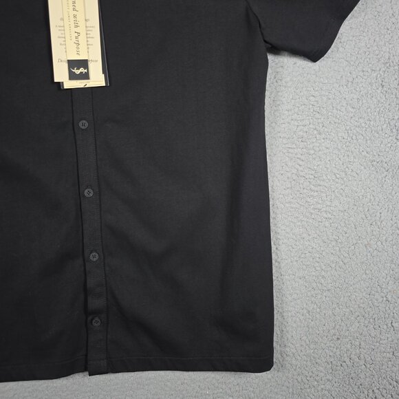 Scott James Shirt Mens Size XL Black Slim Fit Knit Cotton Short Sleeve Goth NWT - Picture 3 of 10